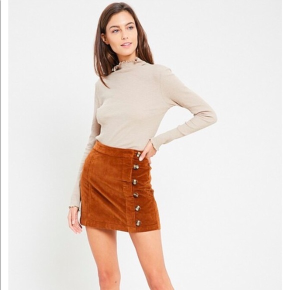 Button Corduroy Mini Skirt - Picture 3 of 6